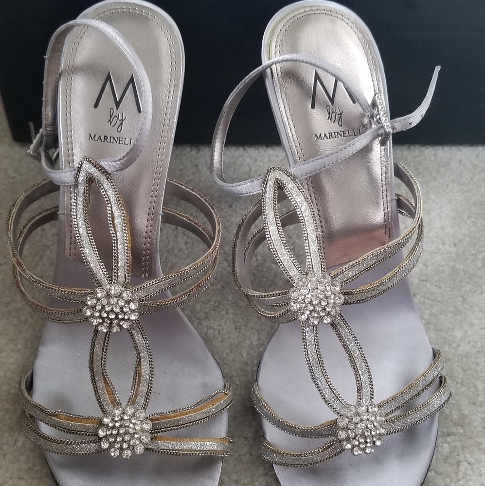 Strappy silver formal heels!